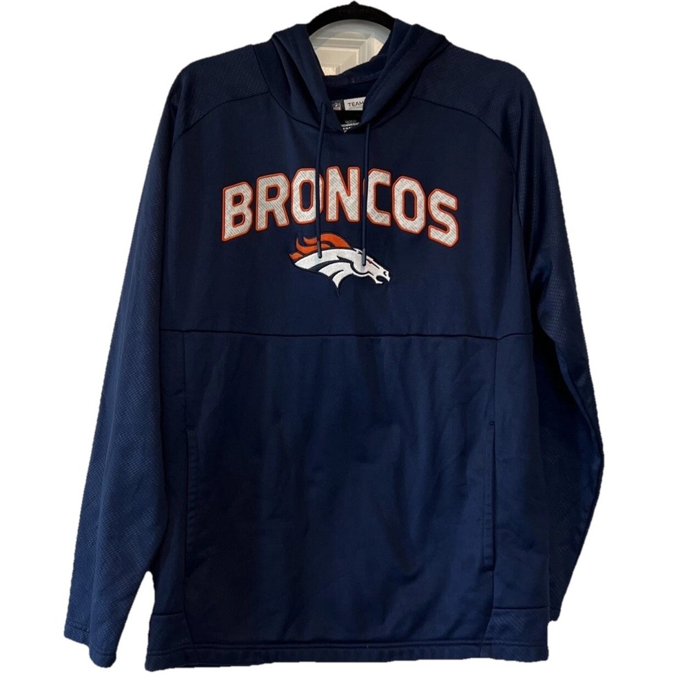 Denver Broncos Orange Jacket - Men's Size L pullover hoody NFL Team Apparel